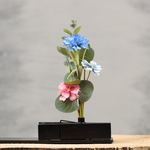 Kunstbloem boeket blauw met roze | Dining Deco