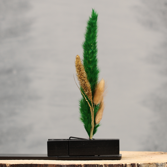 Droogbloemboeket groen, goud en beige | Dining Deco