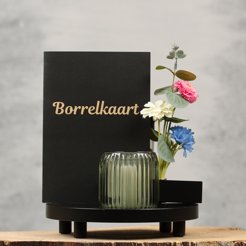 Compacte tafelplank met kaarthouder zwart | Dining Deco