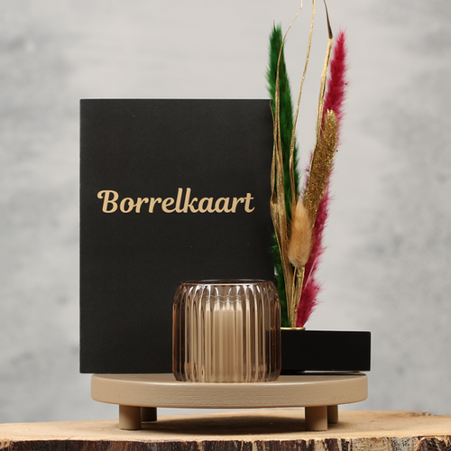 Compleet ingerichte ronde horeca tafelplank zand | Dining Deco